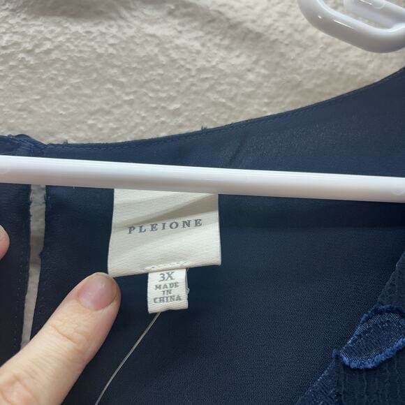 Solitaire Tunic Top Sz 3X Blue Floral Burnout Flutter Sleeves Boho Tiered Peplum - Picture 5 of 6